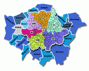 Map showing areas ABClean undertake cleaning services in greater London